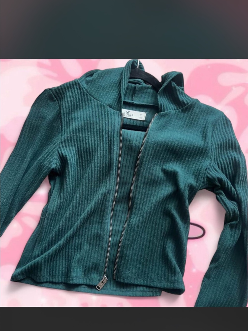 Hollister Ribbed Zip-Front Jacket in Deep Teal